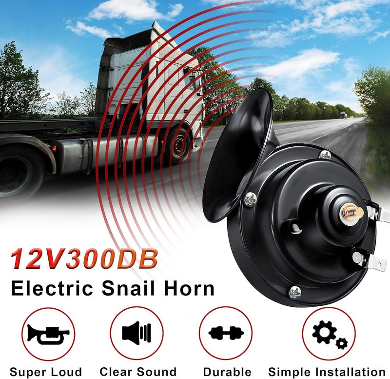 Ouffun Car Horn, 12V 300DB Super Loud Horns, Waterproof Dual Truck Horns, Electric Snail Auto Horn Universal Fit Kit Replacement for Cars, Motorcycles, Trucks, Trains and Boats (2 PCS) - Image 2